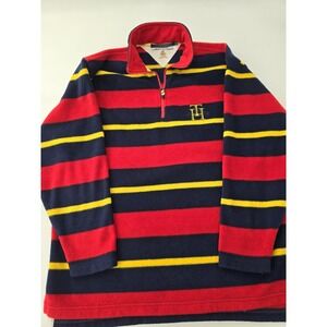 Vintage 90's Tommy Hilfiger 1/4 Zip Fleece Pullover Men's Sweatshirt Classic Red